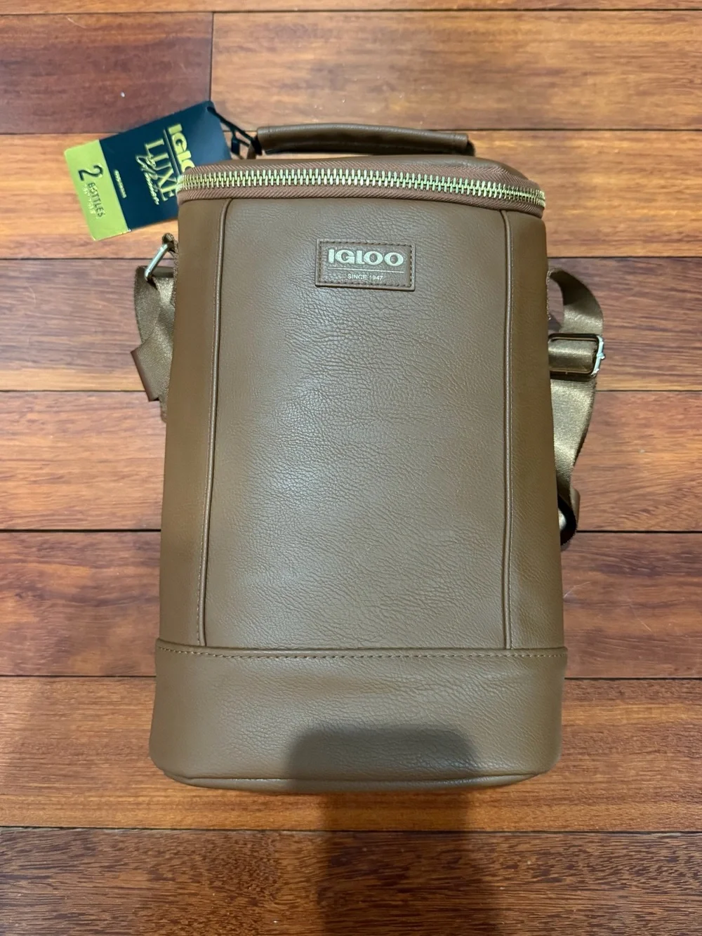 Igloo Insulated Faux Leather Beverage Tote Cooler Bag Cognac NWT